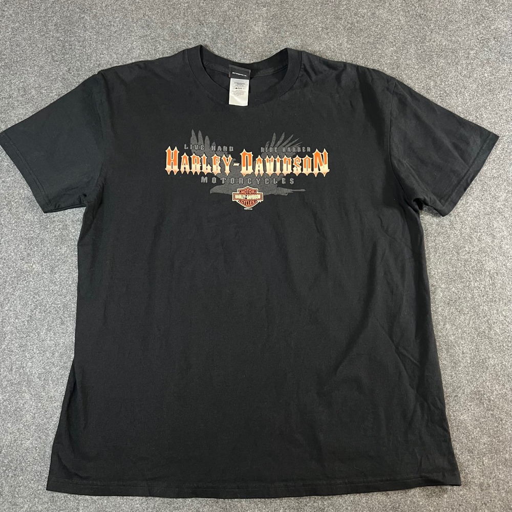 Harley-Davidson Mens XL Live Hard Ride Harder Laconia NH Graphic T-Shirt Black